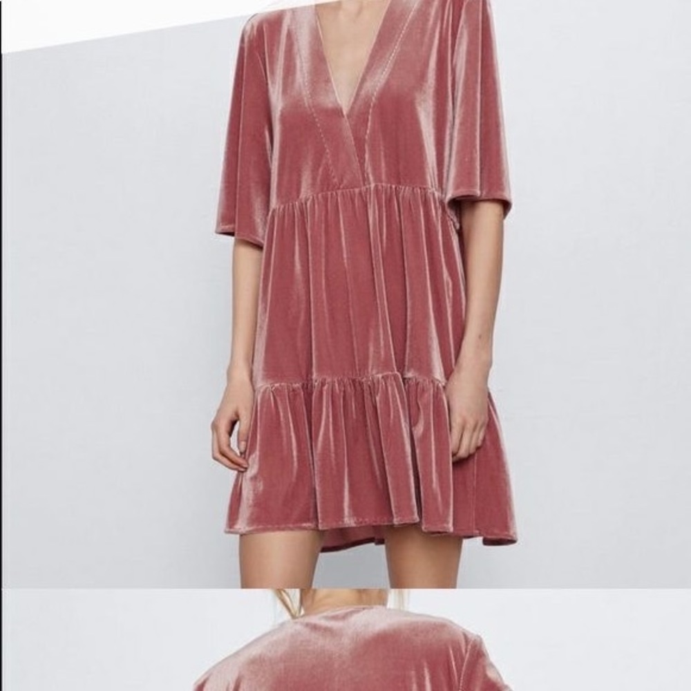 Zara Pink Velvet Dress